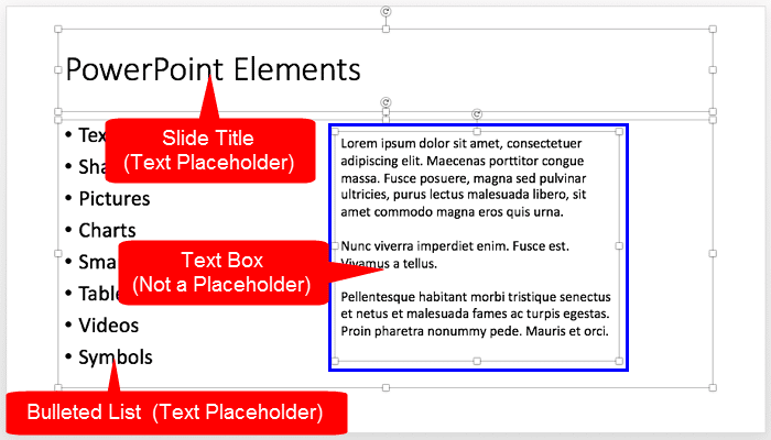 Slide with all text containers selected