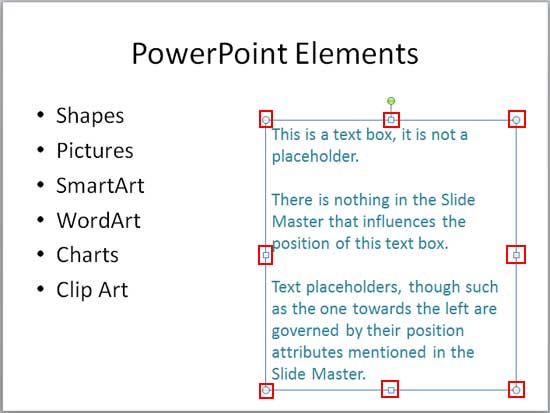 Text box with transform points