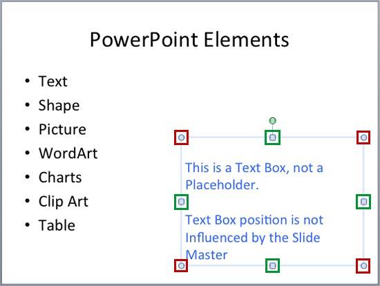 Text box with selection handles