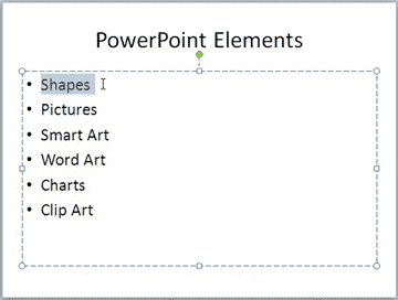 Text selected within the text placeholder Text selected within the text placeholder