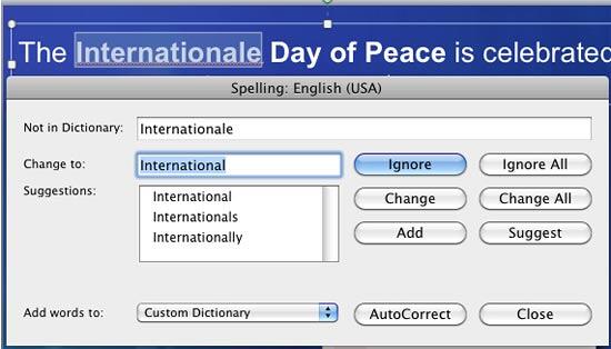 Spelling dialog box Spelling dialog box