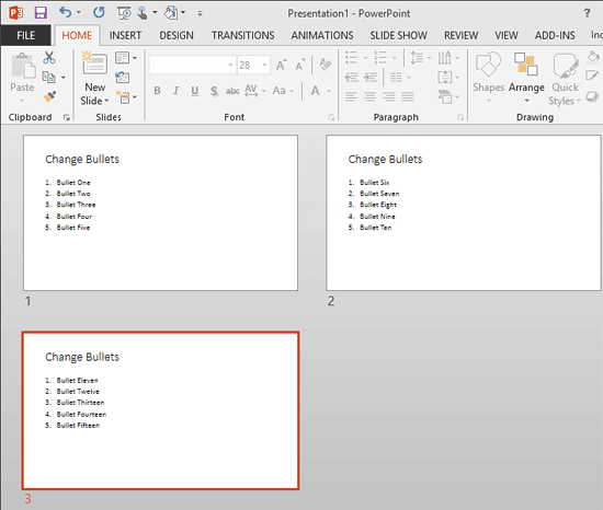 Slides with numbered list starting with 1 Slides with numbered list starting with 1