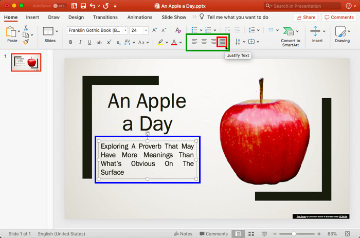 Justified text Justified text