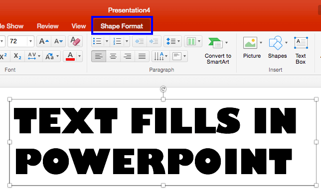 Shape Format tab of the Ribbon