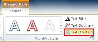 Text Effects button within WordArt Styles group