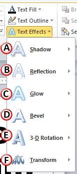 Text Effects drop-down gallery Text Effects drop-down gallery