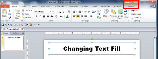 Drawing Tools Format tab of the Ribbon Drawing Tools Format tab of the Ribbon