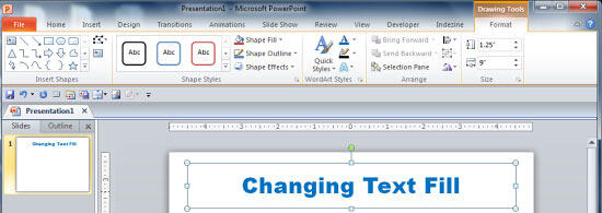 Text with changed fill color Text with changed fill color