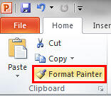 Format Painter button within Clipboard group Format Painter button within Clipboard group