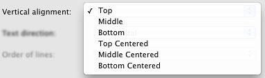 Vertical alignment drop-down list Vertical alignment drop-down list