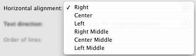 Horizontal alignment drop-down list