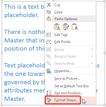 Format Shape option