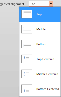 Vertical alignment drop-down list