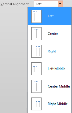 Vertical alignment drop-down list