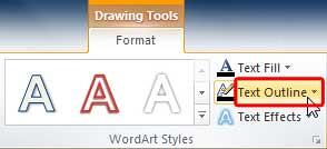 Text Outline button within WordArt Styles group