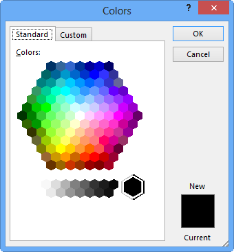 Standard tab of the Colors dialog box Standard tab of the Colors dialog box