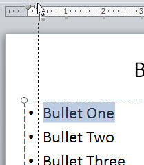 First Line Indent Marker being dragged rightwards