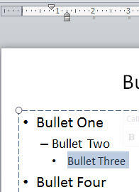 Bullet character moved leftwards
