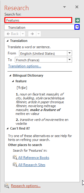 Research Task Pane Research Task Pane