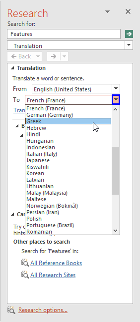 Select a language to translate to Select a language to translate to
