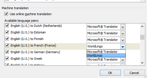 Changed the service to WorldLingo for French (France) Changed the service to WorldLingo for French (France)