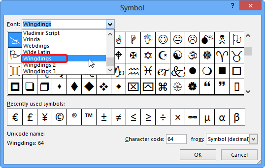 Font drop-down list Font drop-down list
