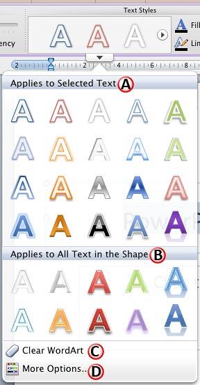WordArt Styles drop-down gallery WordArt Styles drop-down gallery
