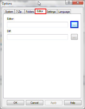Editor tab Editor tab