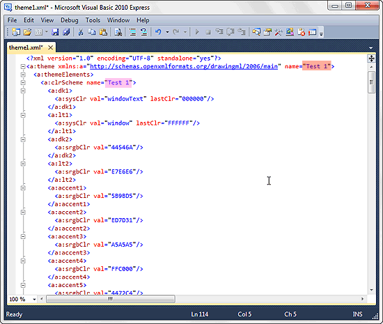 Theme name and Theme Color name changed