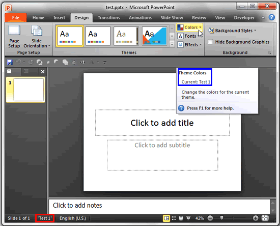 PowerPoint presentation reflecting the changed Theme name and Theme Color name PowerPoint presentation reflecting the changed Theme name and Theme Color name