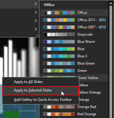 Apply to Selected Slides option