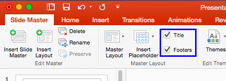 Title and Footers check-boxes