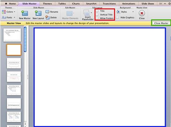 Title and Footers removed from new Slide Layout