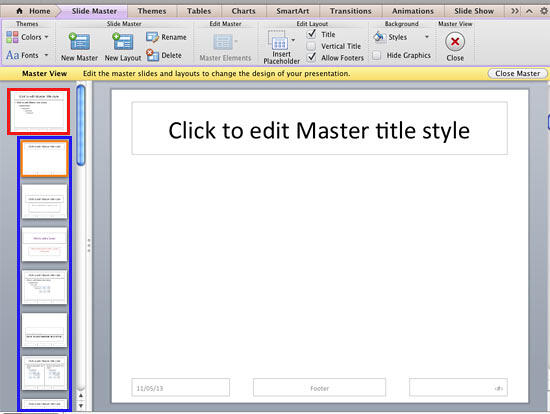 Slide Master and Slide Layouts within PowerPoint
