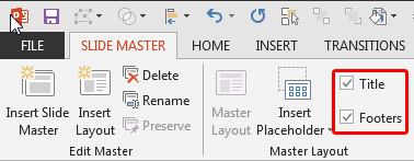 Title and Footers check-boxes