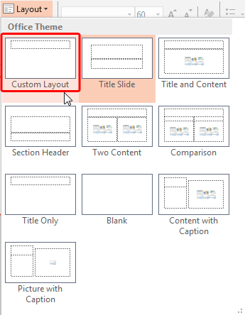 New Slide Layout within Layout drop-down menu