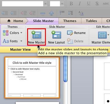 New Master button New Master button