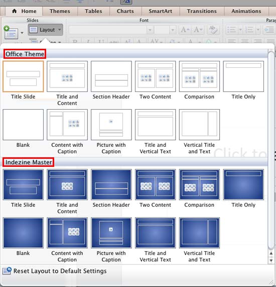 New Slide Master added shows within the Layout gallery New Slide Master added shows within the Layout gallery
