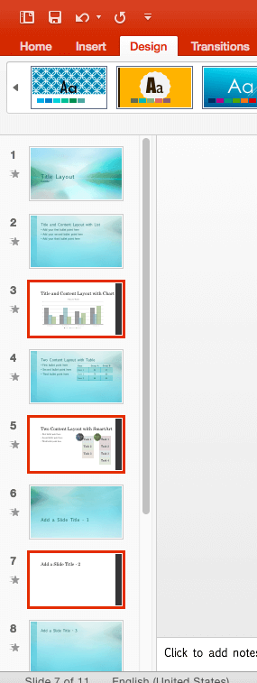 Theme applied to selected slides