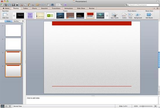 Theme applied to the selected slides