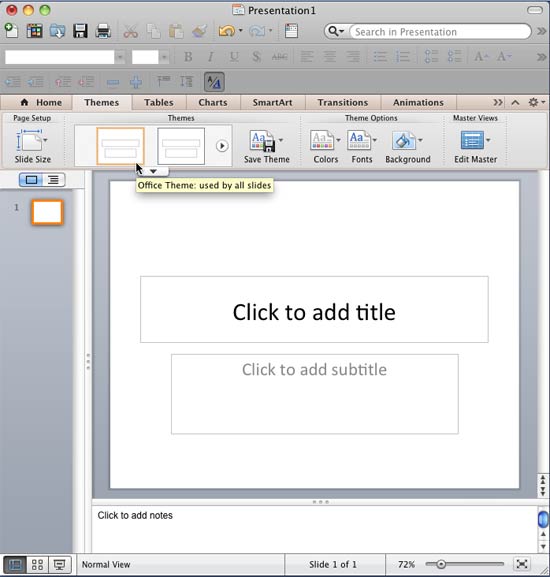 Blank presentation with Office Theme applied Blank presentation with Office Theme applied
