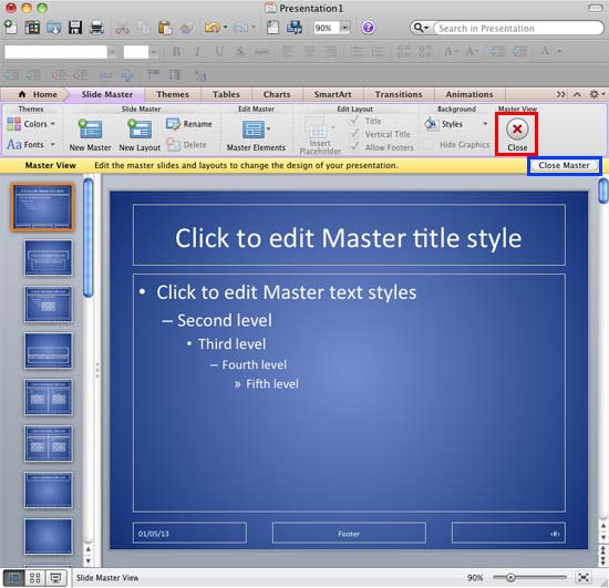 Background Style changed within the Slide Master view