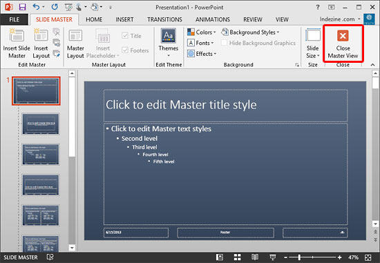 Background Style changed within the Slide Master view