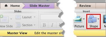 Shape button within the Home tab of the Ribbon