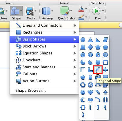 Diagonal Stripe shape selected