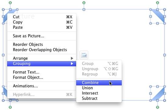 Combine option within Grouping sub-menu