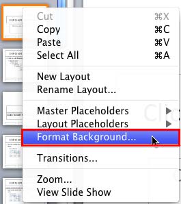 Format Background option to be selected