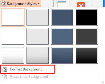 Background Styles drop-down gallery