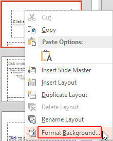 Format Background option to be selected