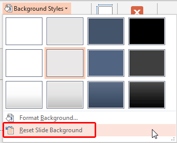 Reset Slide Background option within the Background Styles gallery